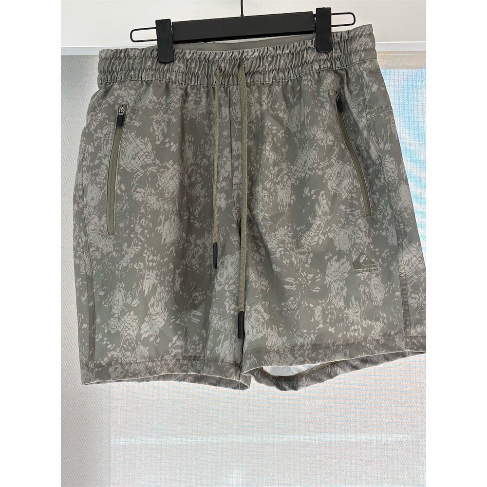 Quiksilver Swim Athletic Shorts Mens Size S Gray Camo Quick Dry Zip
